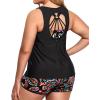 image:imageHolipick Women Plus Size 3 Piece Tankini Swimsuits Athletic Bathing Suits with ShortsColorful Paisley