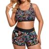 image:imageHolipick Women Plus Size 3 Piece Tankini Swimsuits Athletic Bathing Suits with ShortsColorful Paisley