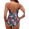 image:imageHolipick Women Tummy Control One Piece Swimsuit  Push Up Bathing Suit Full Coverage Slimming SwimwearCoral Pink Leaf