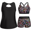 image:imageHolipick Women Plus Size 3 Piece Tankini Swimsuits Athletic Bathing Suits with ShortsColorful Paisley