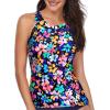 image:imageHolipick High Neck Tankini Top Bathing Suit Tops for Women Tummy Control Tank Tops SwimsuitsPink Colorful Flower