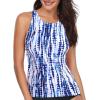 image:imageHolipick High Neck Tankini Top Bathing Suit Tops for Women Tummy Control Tank Tops SwimsuitsTie Dye Blue