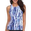 image:imageHolipick High Neck Tankini Top Bathing Suit Tops for Women Tummy Control Tank Tops SwimsuitsTie Dye Blue