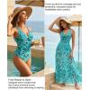 image:imageHolipick Women Tummy Control One Piece Swimsuit  Push Up Bathing Suit Full Coverage Slimming SwimwearGreen Paisley Swimsuit and Skirt
