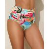 image:imageHolipick Bathing Suit Bottoms for Women  High Waisted Bikini Bottoms Ruched Tummy Control Swimsuit BottomColorful Leaves