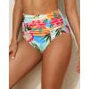 image:imageHolipick Bathing Suit Bottoms for Women  High Waisted Bikini Bottoms Ruched Tummy Control Swimsuit BottomColorful Leaves