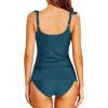 image:imageHolipick Two Piece Tankini Swimsuits for Women Tummy Control Bathing Suit Ruffle V Neck Tankini Top with Bikini BottomGreen