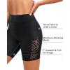 image:image7 Swim Shorts Women  High Waisted Swimsuit Shorts Tummy Control Bathing Suit Lace Bottom with LinerBlack