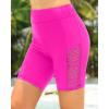 image:image7 Swim Shorts Women  High Waisted Swimsuit Shorts Tummy Control Bathing Suit Lace Bottom with LinerPink