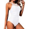 image:imageHolipick Women Tummy Control One Piece Swimsuit Modest Bathing Suit Full Coverage High Neck SwimwearWhite
