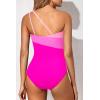 image:imageHolipick One Shoulder One Piece Swimsuit for Women Tummy Control Bathing Suits Modest Full Coverage Keyhole SwimwearColor Blockpink
