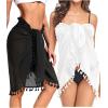 image:imageHolipick Sarong Coverups for Women Long Bathing Suit Wraps Skirt Beach Sarongs Wrap Cover Up TasselsBlack and White