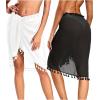 image:imageHolipick Sarong Coverups for Women Long Bathing Suit Wraps Skirt Beach Sarongs Wrap Cover Up TasselsBlack and White