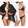 image:imageHolipick Sarong Coverups for Women Long Bathing Suit Wraps Skirt Beach Sarongs Wrap Cover Up TasselsBlack and White