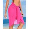 image:imageHolipick Sarong Coverups for Women Long Bathing Suit Wraps Skirt Beach Sarongs Wrap Cover Up TasselsNeon Pink