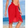 image:imageHolipick Sarong Coverups for Women Long Bathing Suit Wraps Skirt Beach Sarongs Wrap Cover Up TasselsRed