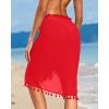 image:imageHolipick Sarong Coverups for Women Long Bathing Suit Wraps Skirt Beach Sarongs Wrap Cover Up TasselsRed