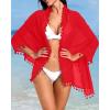 image:imageHolipick Sarong Coverups for Women Long Bathing Suit Wraps Skirt Beach Sarongs Wrap Cover Up TasselsRed