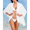 image:imageHolipick Sarong Coverups for Women Long Bathing Suit Wraps Skirt Beach Sarongs Wrap Cover Up TasselsWhite