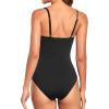 image:imageHolipick Women Tummy Control One Piece Swimsuits Strapless Bandeau Bathing Suits Slimming Halter SwimwearBlack With Straps