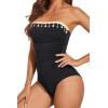 image:imageHolipick Women Tummy Control One Piece Swimsuits Strapless Bandeau Bathing Suits Slimming Halter SwimwearBlack With Tassel