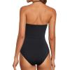 image:imageHolipick Women Tummy Control One Piece Swimsuits Strapless Bandeau Bathing Suits Slimming Halter SwimwearBlack With Tassel