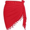 image:imageHolipick Sarong Coverups for Women Long Bathing Suit Wraps Skirt Beach Sarongs Wrap Cover Up TasselsRed