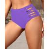 image:imageHolipick Women High Waisted Bikini Bottoms Tummy Control Swimsuit Bottoms Strappy Swim BottomDark Purple