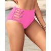 image:imageHolipick Women High Waisted Bikini Bottoms Tummy Control Swimsuit Bottoms Strappy Swim BottomLight Pink1