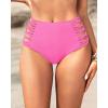 image:imageHolipick Women High Waisted Bikini Bottoms Tummy Control Swimsuit Bottoms Strappy Swim BottomLight Pink1