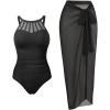 image:imageHolipick Women Tummy Control One Piece Swimsuit Modest Bathing Suit Full Coverage High Neck SwimwearBlack1
