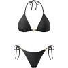 image:imageHolipick Two Piece Triangle Bikini Sets for Women String Bathing Suit Halter Top with Side Tie Bikini BottomBlack Starfish Accent