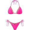 image:imageHolipick Two Piece Triangle Bikini Sets for Women String Bathing Suit Halter Top with Side Tie Bikini BottomPink Shell