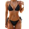 image:imageHolipick Two Piece Triangle Bikini Sets for Women String Bathing Suit Halter Top with Side Tie Bikini BottomBlack Starfish Accent