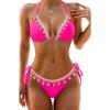 image:imageHolipick Two Piece Triangle Bikini Sets for Women String Bathing Suit Halter Top with Side Tie Bikini BottomPink Shell