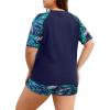 image:imageHolipick Two Piece Women Plus Size Rash Guard Short Sleeve Swim Shirts and Shorts UPF 50 Rashguard Swimsuit
