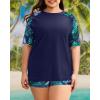 image:imageHolipick Two Piece Women Plus Size Rash Guard Short Sleeve Swim Shirts and Shorts UPF 50 Rashguard Swimsuit