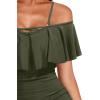 image:imageHolipick Women Off Shoulder One Piece Swimsuits Tummy Control Bathing Suits Vintage Ruffle Swimwear