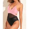 image:imageHolipick Women Sexy One Piece Swimsuits Mesh High Waisted Bathing Suits Plunge V Neck Monokini Cutout Swimwear