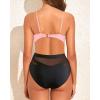 image:imageHolipick Women Sexy One Piece Swimsuits Mesh High Waisted Bathing Suits Plunge V Neck Monokini Cutout Swimwear