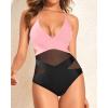 image:imageHolipick Women Sexy One Piece Swimsuits Mesh High Waisted Bathing Suits Plunge V Neck Monokini Cutout Swimwear