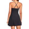 image:imageDaci Swim Dresses for Women Tummy Control Skirted Swimsuits with Shorts Modest One Piece Bathing Suit with PocketsBlack