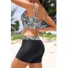 image:imageHolipick Long Sleeve Swimsuits for Women  3 Piece Rash Guard with Shorts Zipper SPF Swim Shirt with Built in BraBlack Paisley