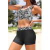 image:imageHolipick Long Sleeve Swimsuits for Women  3 Piece Rash Guard with Shorts Zipper SPF Swim Shirt with Built in BraBlack Paisley