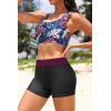 image:imageHolipick Long Sleeve Swimsuits for Women  3 Piece Rash Guard with Shorts Zipper SPF Swim Shirt with Built in BraPurple Leaves
