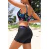 image:imageHolipick Long Sleeve Swimsuits for Women  3 Piece Rash Guard with Shorts Zipper SPF Swim Shirt with Built in BraRainbow Leaf