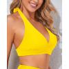 image:imageHolipick Women Halter Bikini Tops  Push Up Bathing Suit Top V Neck Full Coverage Swimsuit Top OnlyYellow