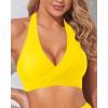 image:imageHolipick Women Halter Bikini Tops  Push Up Bathing Suit Top V Neck Full Coverage Swimsuit Top OnlyYellow
