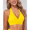 image:imageHolipick Women Halter Bikini Tops  Push Up Bathing Suit Top V Neck Full Coverage Swimsuit Top OnlyYellow