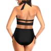 image:imageHolipick Women Two Piece Retro Swimsuit Halter Tummy Control High Waisted Bikini with Bottom